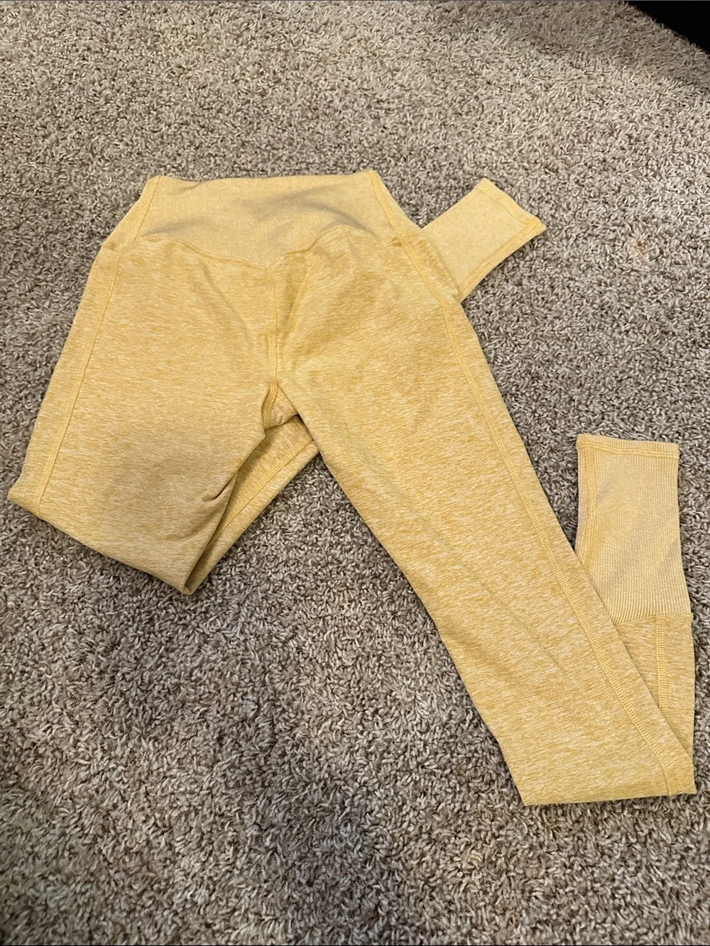 ALO Yoga Women's Soft Lounge Leggings Tuscan Sun Heather Yellow Athleisure  XS